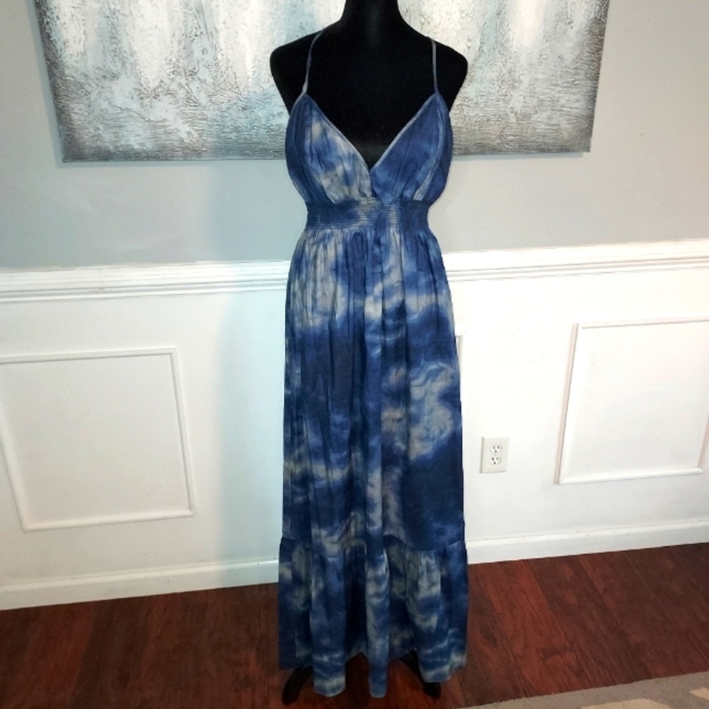 New York & Company Tie Dye Smocked elastic Midi Dress Sz-XL